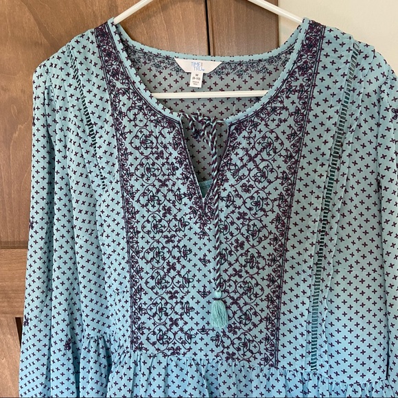 NWT Time & True Flowy Chiffon Boho Embroidered Peasant Dress Size M Cottagecore - Picture 6 of 11